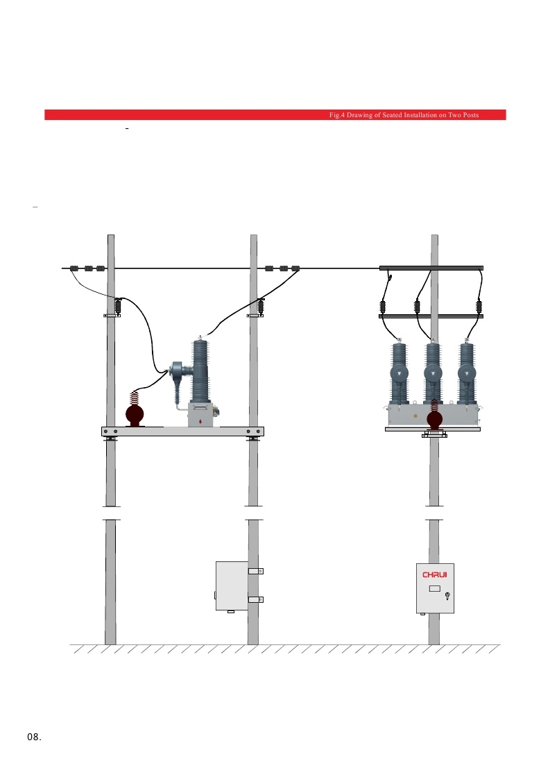 36kv Outdoor Vacuum Circuit Breaker 3-Phase Porcelain Pole / Silicon Rubber Internal and External 3CT Spring Operating Mechanism Stainless Steel Mechanism Box