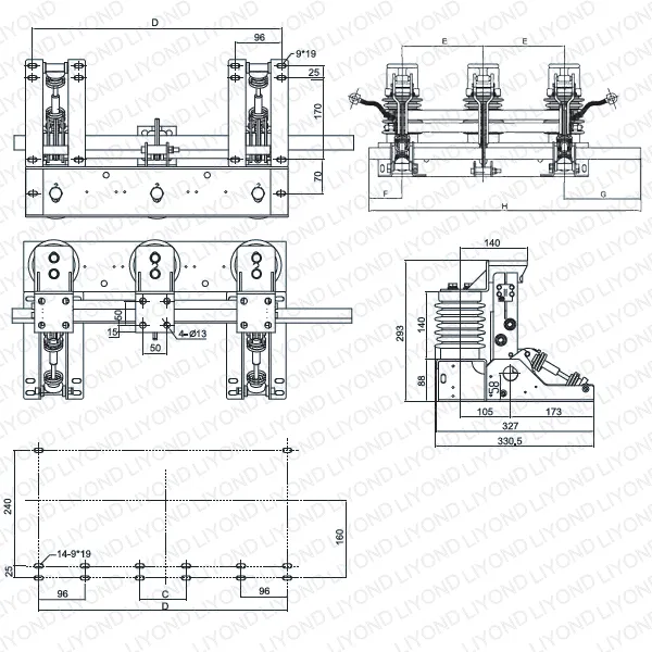 Jn17-12/40 パネル用アースナイフ付き MV 電子アーススイッチ
