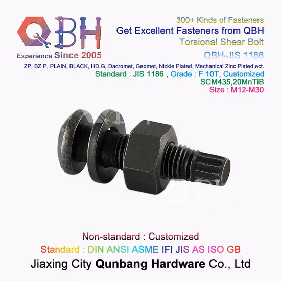 Qbh OEM ODM M24 M27 M30 カスタム高力ファスナー TC 鋼構造ボルト張力制御スペアパーツコンポーネント